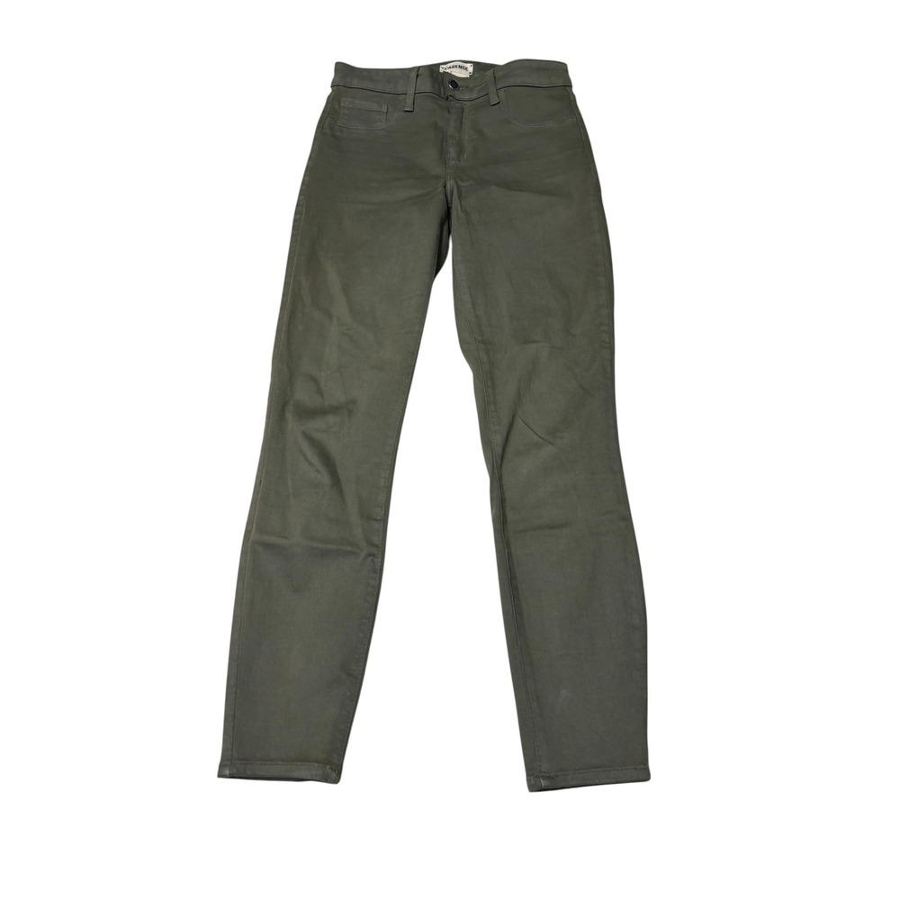 L'AGENCE Margot High Rise Skinny Jeans Beetle Coated Olive Womens Size 26X26 USA